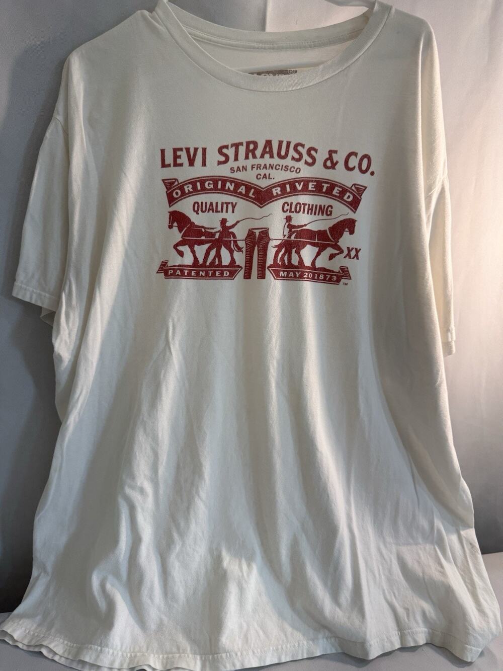 Levi's Men's White Graphic Logo Crew Neck Short Sleeve T-Shirt 2XL 0028